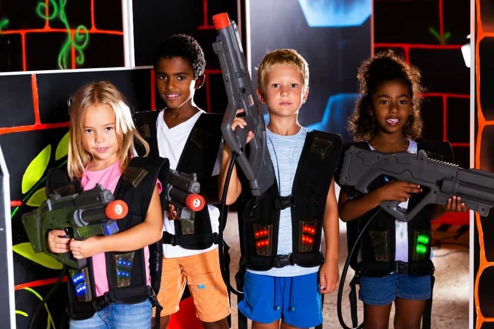 a 5-year-old plays laser tag