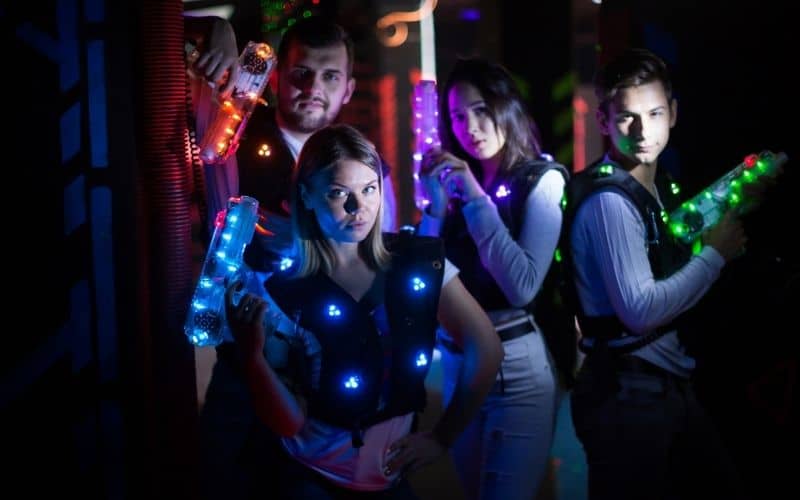 laser tag arena with dark space